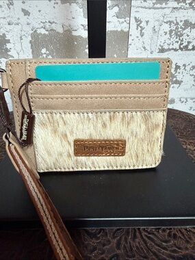 Trinity Ranch Beige Hair-On Card Wallet with Wristlet